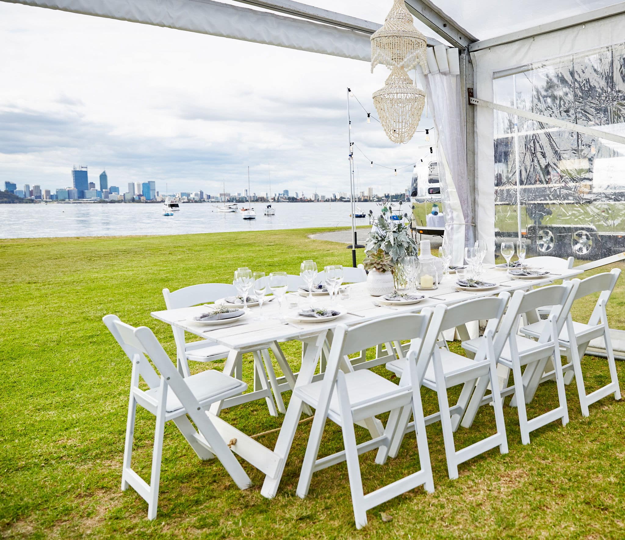 White Wash Wooden Banquet Table - Image 1