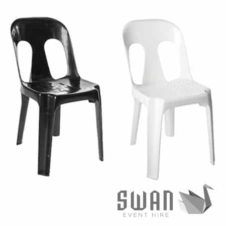 Plastic Chairs - White/Black