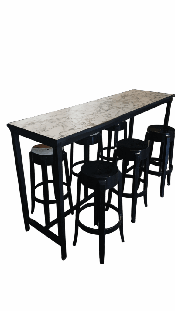Marble Look Bench Bar Table