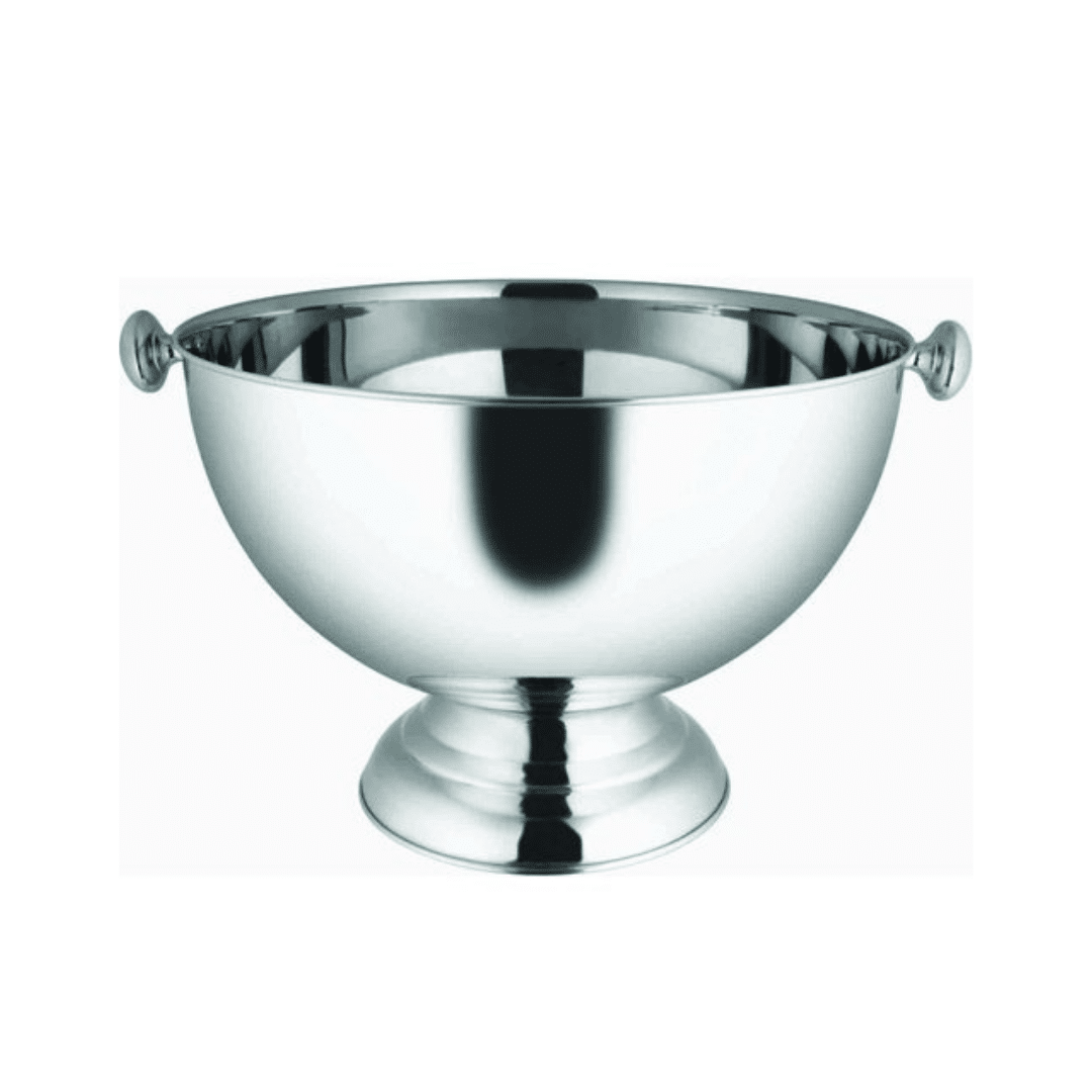 Wine Chiller or Punch Bowl - Chrome with Decorative Handles - Image 1