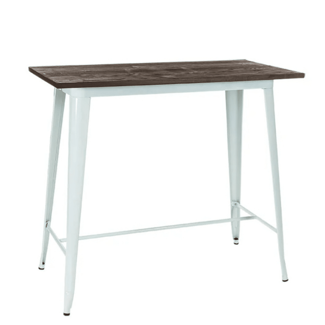 Tolix Bench Bar Table - White Legs - Image 1